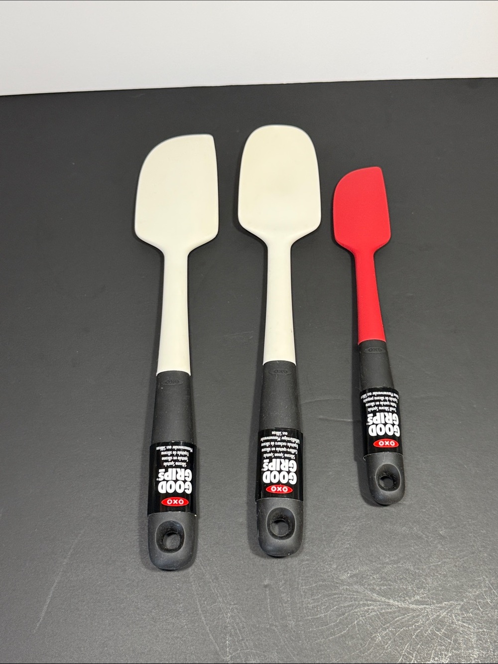 OXO Good Grips White and Red Silicone Spatula Set, 3-Piece
